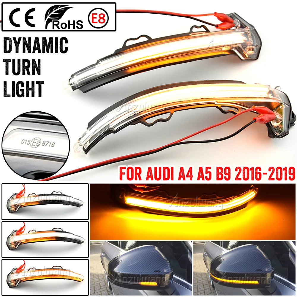 

Dynamic Turn Signal LED Light For Audi A4 S4 RS4 B9 2016-2019 A5 S5 RS5 Side Wing Rearview Mirror Indicator Sequential Blinker