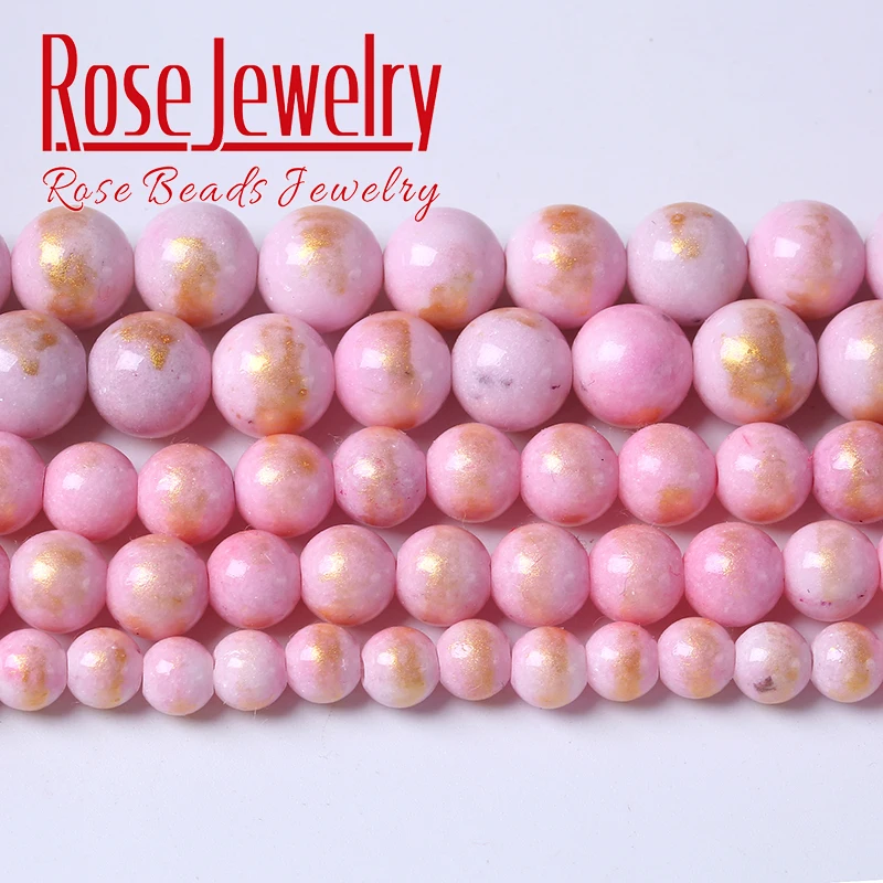 

Natural Pink Lapis Lazuli Jades Stone Beads For Jewelry Making Round Loose Beads DIY Charms Bracelets Accessories 4 6 8 10mm 15"