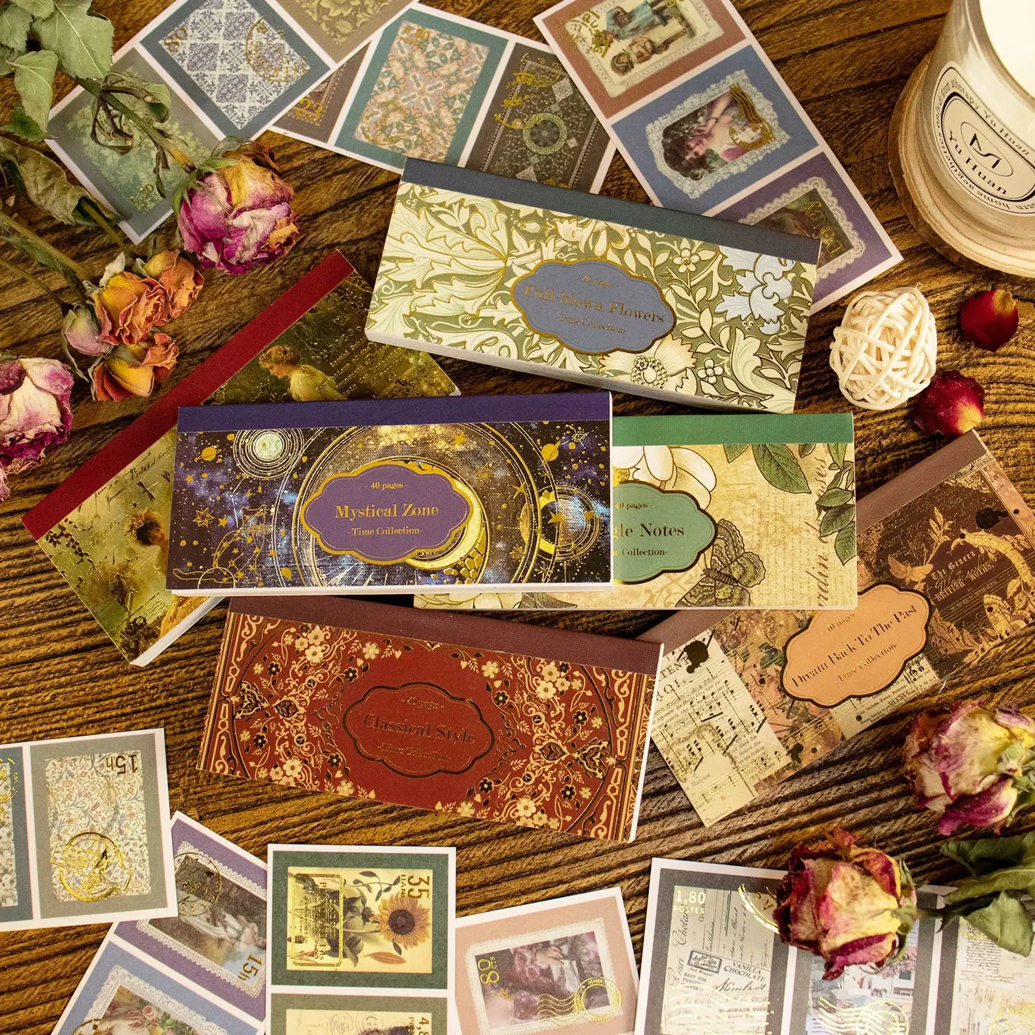 

120 Gorgeous Retro Bronzing Stamps Die-cut Hand Account Stickers Hand Account DIY Notebook Postcard Envelope Stickers