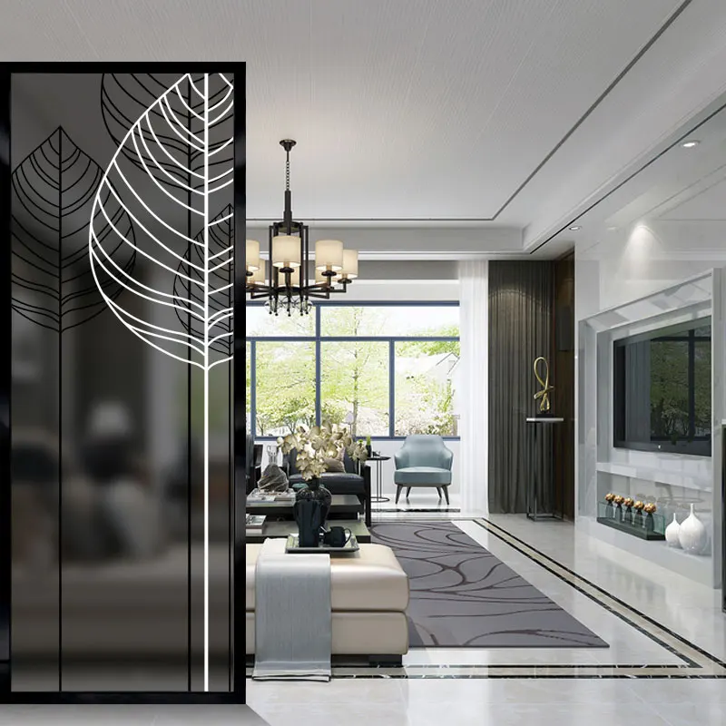 

Art glass double-sided screen partition modern minimalist living room porch background wall technology