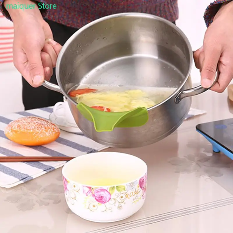 

Anti-spill Silicone Soup Funnel Water Deflector Tools Easy Useful Pots Pans Bowls Jars Funnel Eco-Friendly Kitchen Accessories