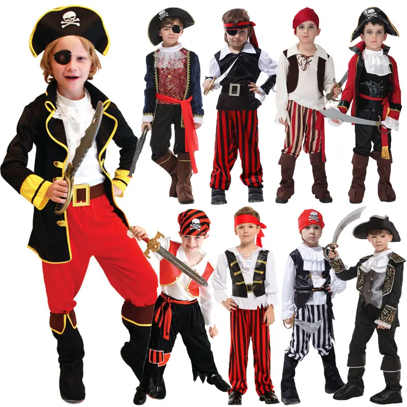 

Kids Boy Pirate Children's Day Cosplay Costume Children Girls Captain Of The Caribbean Birthday Carnival Party Dress No Weapon