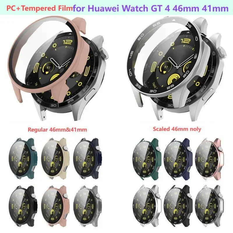 Фото Чехол из ПК + закаленной пленки для Huawei Watch GT 4, 46 мм, 41 мм, чехол-бампер для умных часов, полный стеклянный экран, защитная рамка для часов GT4 №1