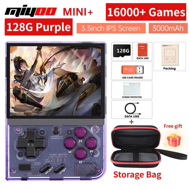 

Miyoo Mini + Miyoo Mini Plus V2 Mini+ Retro Handheld Game Console 128GB Cortex-A7 Linux System 3.5-inch IPS Screen Game Player