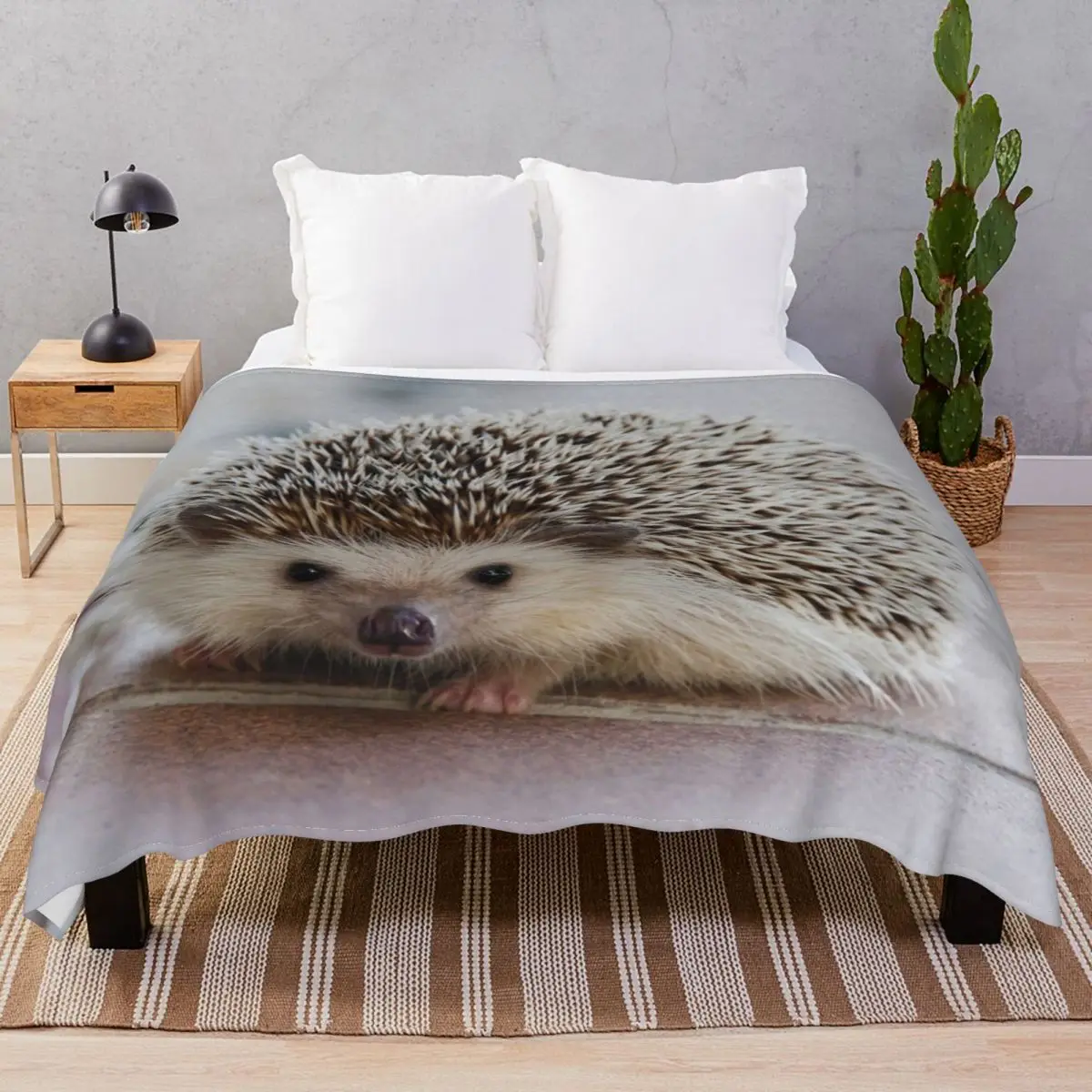 Hedgehog Blanket Flannel Spring/Autumn Ultra-Soft Unisex Throw Blankets for Bed Sofa Camp Office