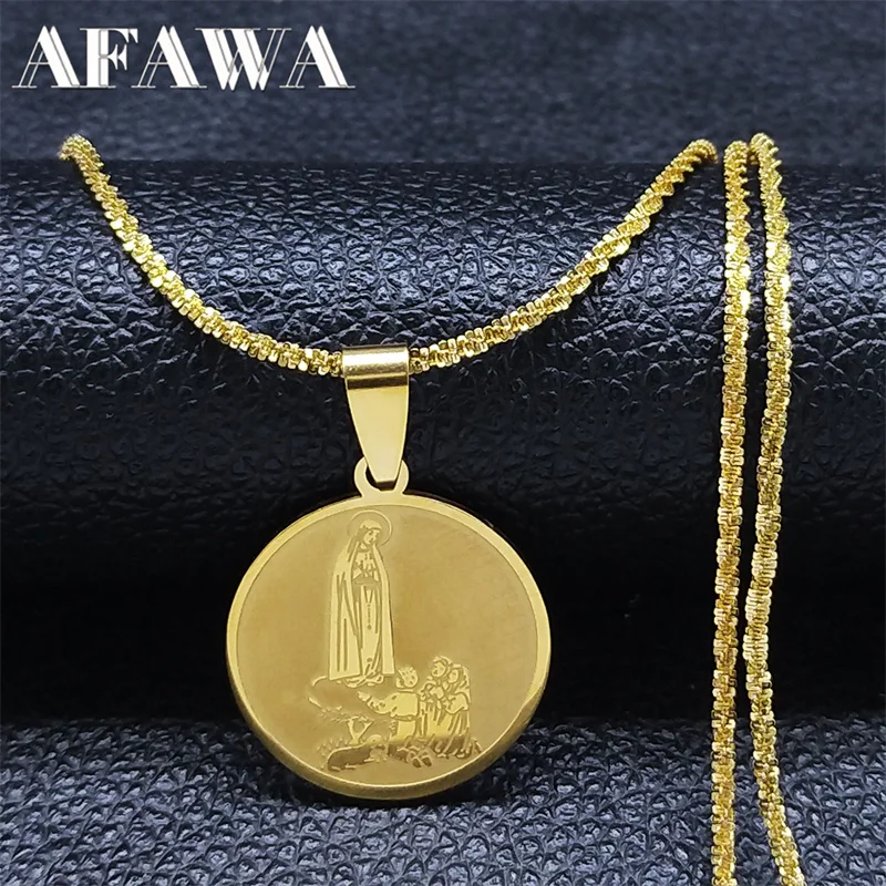 

The Virgin Mary Necklace Stainless Steel Gold Color Religious Faith God Pendant Necklaces Jewelry collares para mujer N2055S02