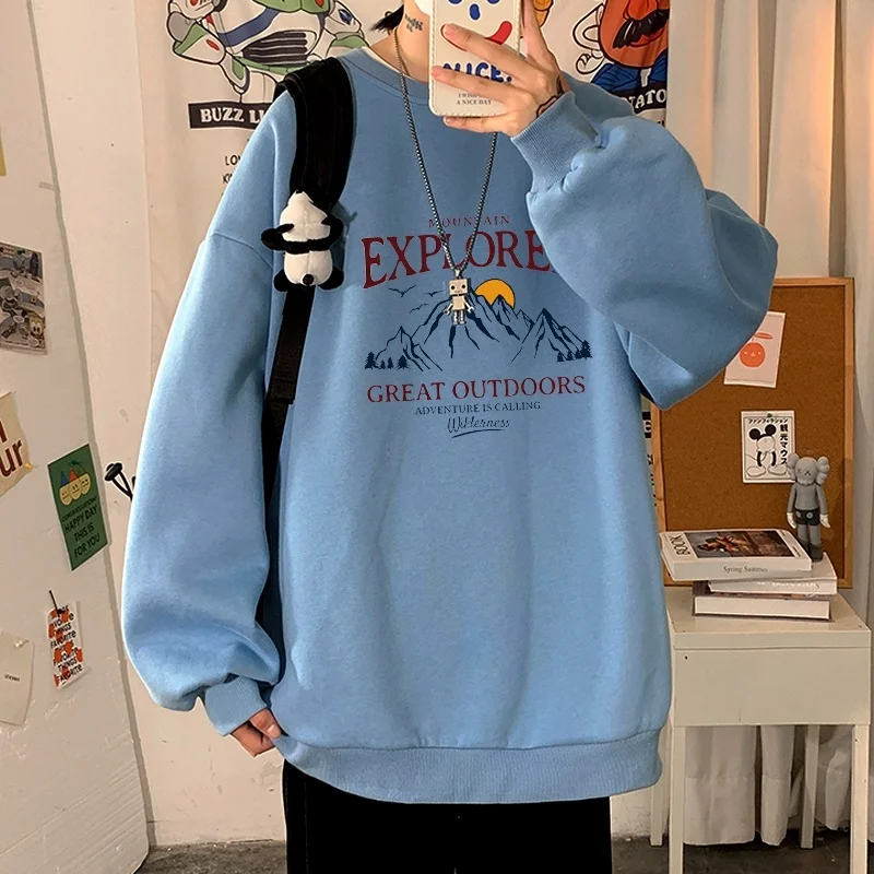 Осенняя новинка свитшот свободного покроя для фитнеса мужская повседневная