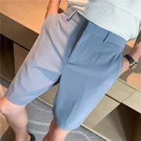 2022 british style mens summer business leisure shortsmale slim fit loose suit shortswhite blue black plus size s 2xl