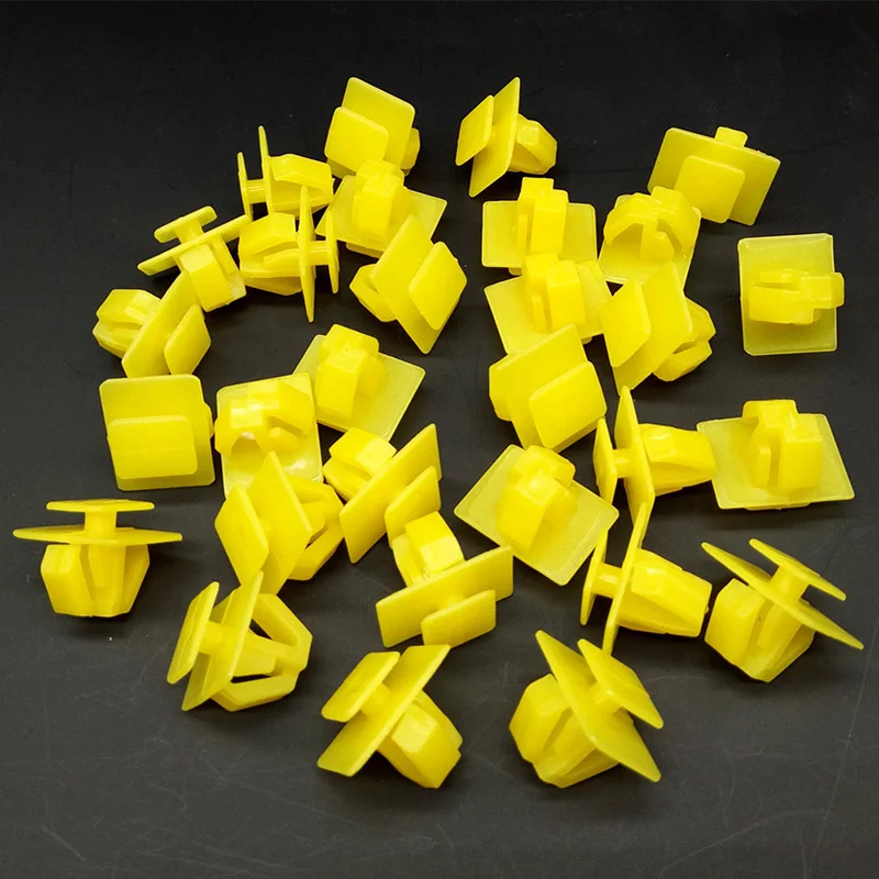 

50pcs Yellow Rocker Molding Nylon Plastic Fastener Clips 87758-35000 Auto Fastener Clip Accessories Kits Suitable For Most Cars