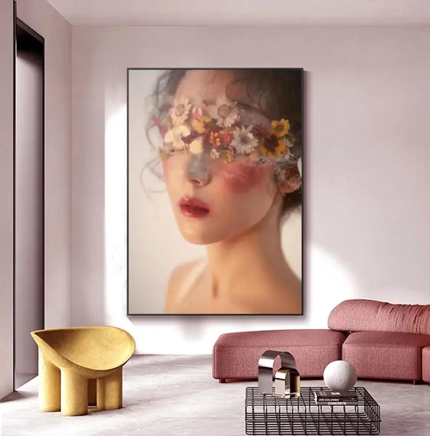 

girl wall art canvas painting Nordic poster printing living room home decoration wall picture frameless