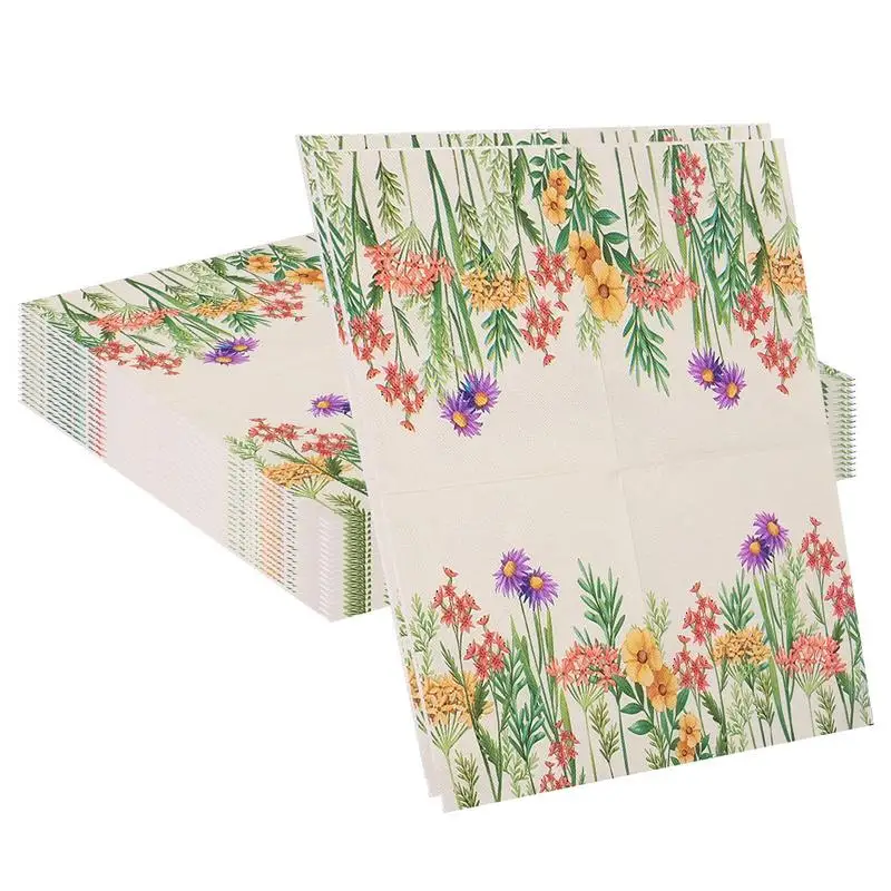 

Flower Party Napkins Tissues For Wedding Party Supplies Wildflower Dinner Paper Skin Friendly Fade Resistant Home Decor