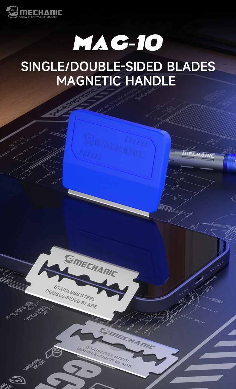 Фото Универсальная магнитная ручка Mechanic Mag-10 для одностороннего/двустороннего инструмента для удержания лезвия для ремонта телефона, удаления клея №1