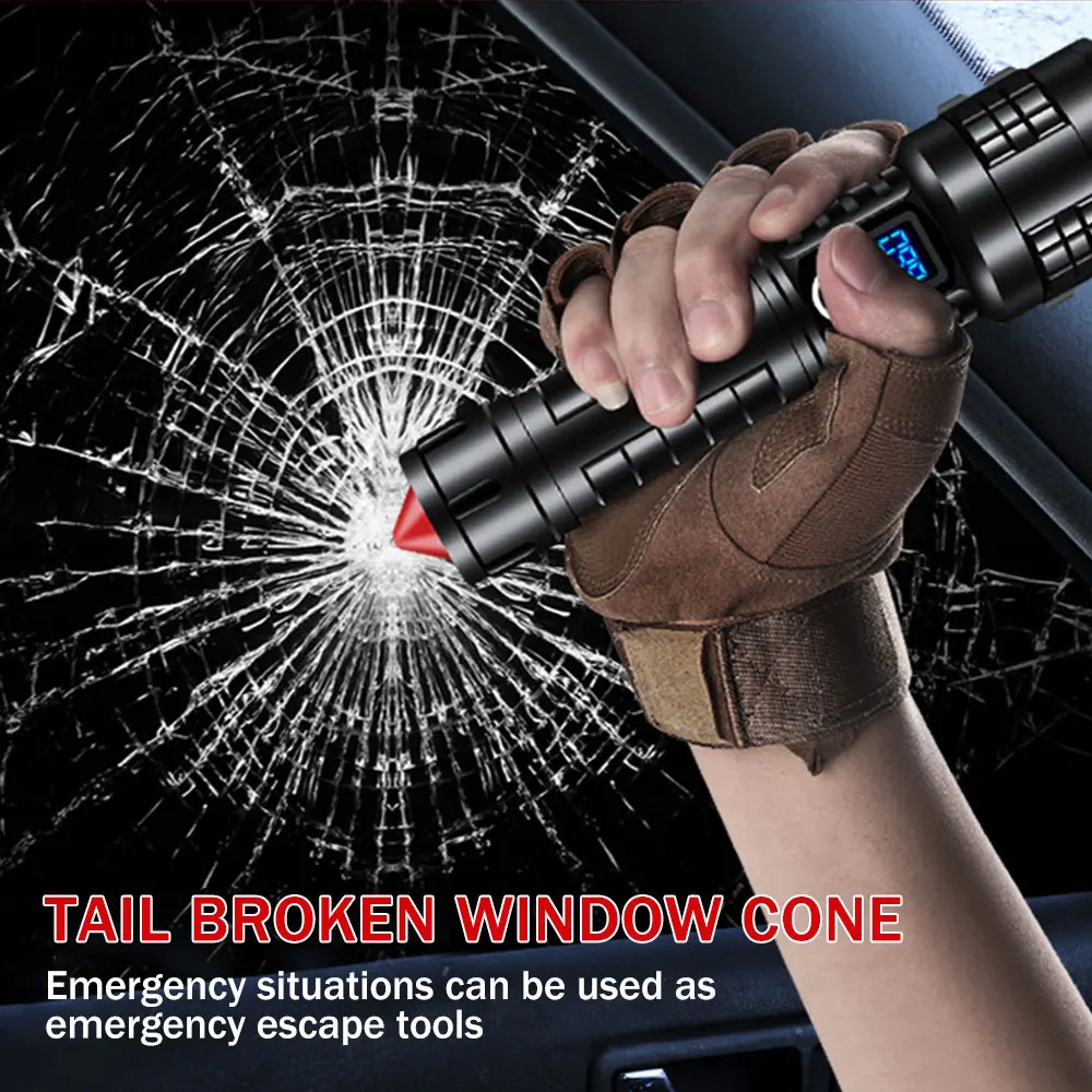 

Безопасный молоток с 30 Вт P70, светодиодный фонарик, USB Перезаряжаемый фонарь, Автомобильный аварийный инструмент, безопасное устройство, вне...