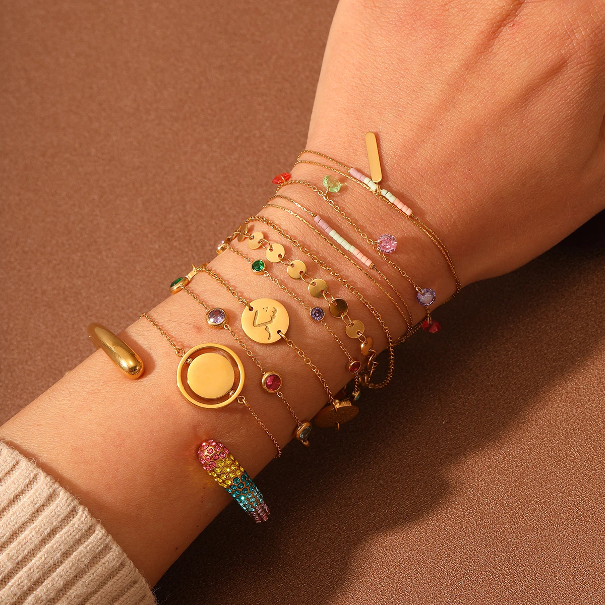 NIMAI Роскошные ювелирные изделия из нержавеющей стали жемчужные циркониевые