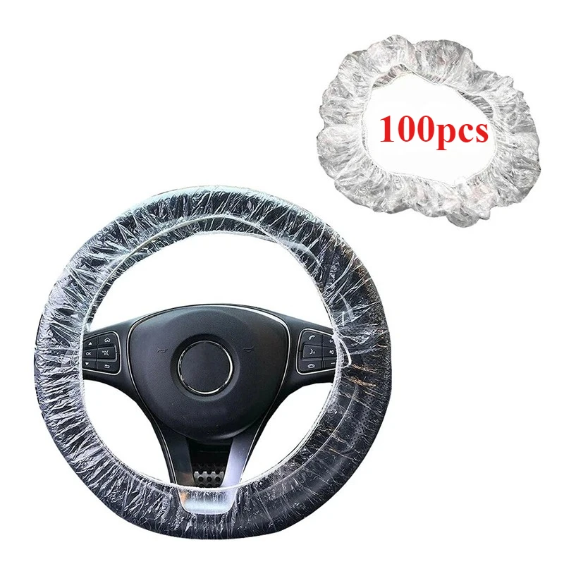 

50/100 шт. универсальный автомобильный чехол для шестерни, одноразовый прозрачный чехол на руль, эластичный водонепроницаемый пластик, изоляция безопасности