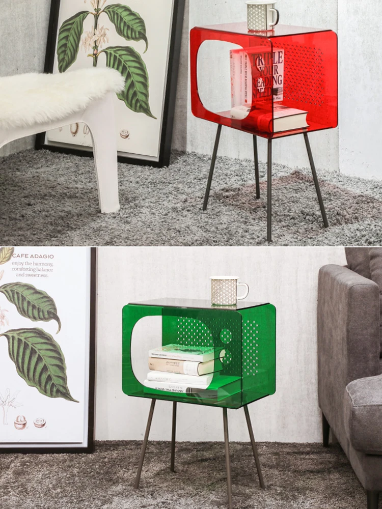 

Transparent Simple Modern Side Table Acrylic Sofa Corner Table Reading Television Rectangle Tea Table Bedside Cupboard Furniture