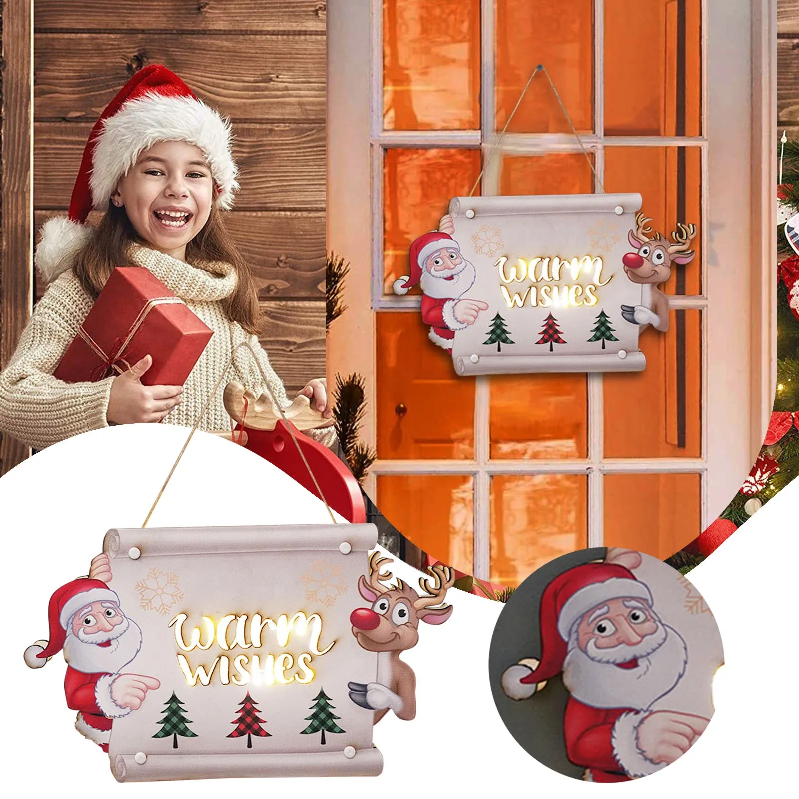 

Деревянный висячий знак с надписью "Merry Christmas", деревянная прямоугольная дверь в деревенском стиле, висячая джутовая веревка, декоративное и...