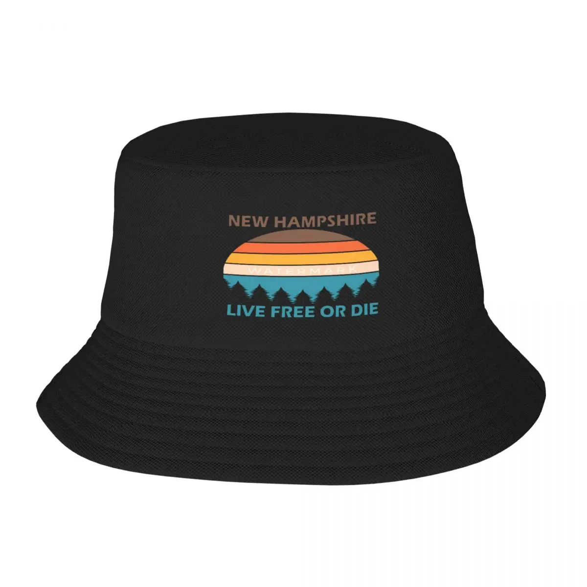 

New Hampshire Live Free Or Die Trees And Sunset Fisherman's Hat, Adult Cap Customizable For Adult Foldable Cap Nice Gift