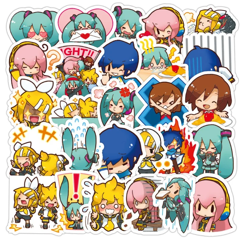 

40pcs Cartoon Anime Hatsune Miku Sticker Kawaii Figure Sticker Waterproof Laptop Guitar Skateboard Luggage Graffiti Sticker Gift