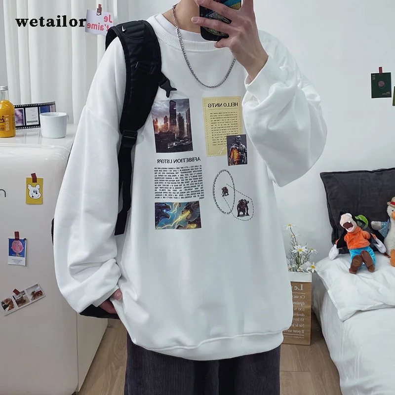 

Новинка 2022, весенне-осенний свитшот в стиле Харадзюку для пар с цветным принтом, Мужская Женская толстовка с капюшоном, Повседневная Улична...