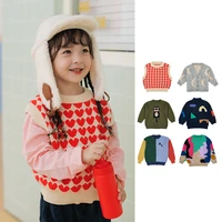 girls sweater 2022 autumn and winter new baby girls cartoon color matching v neck cardigan knitted sweater %ea%b0%80%eb%94%94%ea%b1%b4