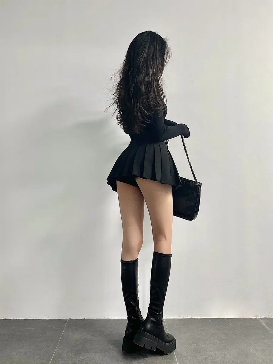 TVVOVVIN  Sexy High Waist Thin A-line Safety Skorts Pleated Skirt Hot Korean Women  JK Kawaii Korean  U6AN