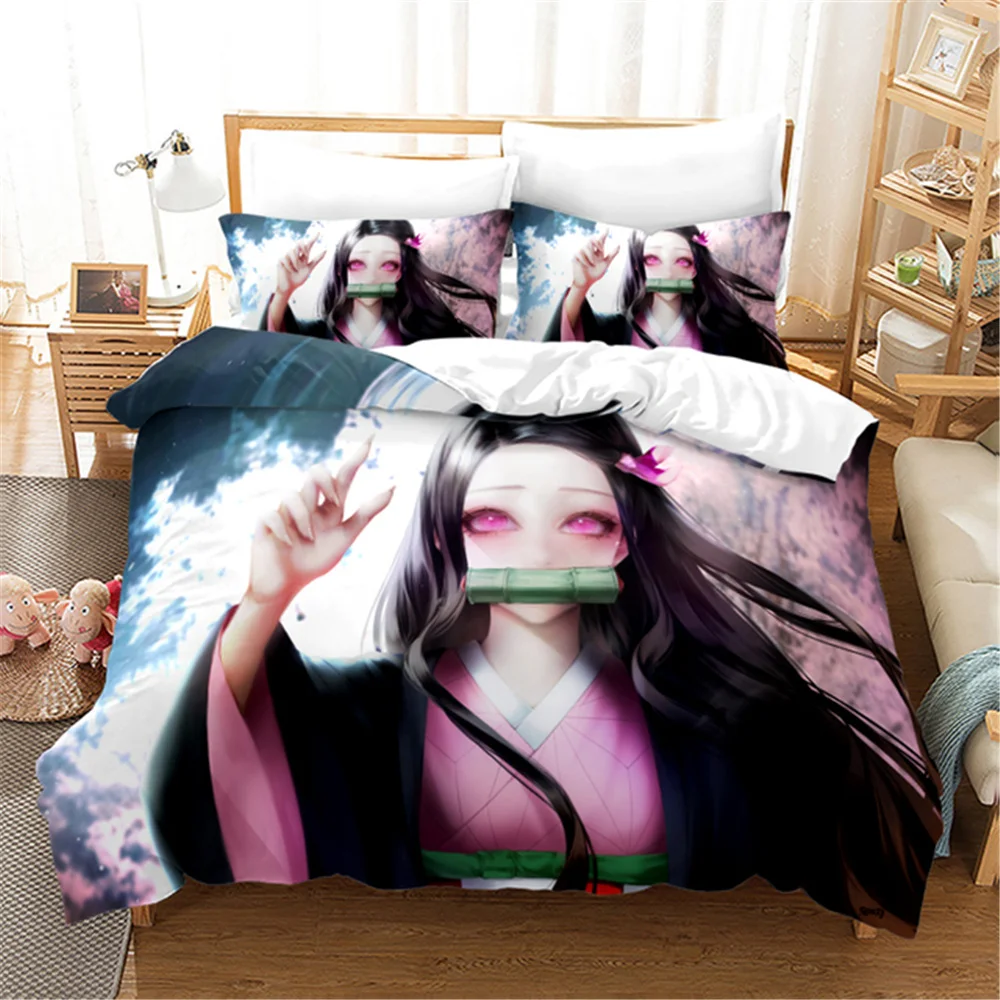 

Nezuko Kamado Bedding Set Anime Demon Slayer Duvet Cover Comforter Bed Linen Single Twin Full Queen Size 3d Kids Girl Boys Gift