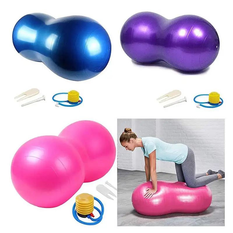 

Yoga Ball Fitness Balls Peanut Balance Ball Inflatable Thick Sports Yoga Peanut Ball Pilates Birthing Fitball With Manual Pump