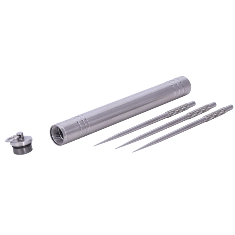 

Outdoor Portable Titanium Alloy Toothpicks Storage + Reusable [Non-Toxic] Titanium Alloy Toothpick