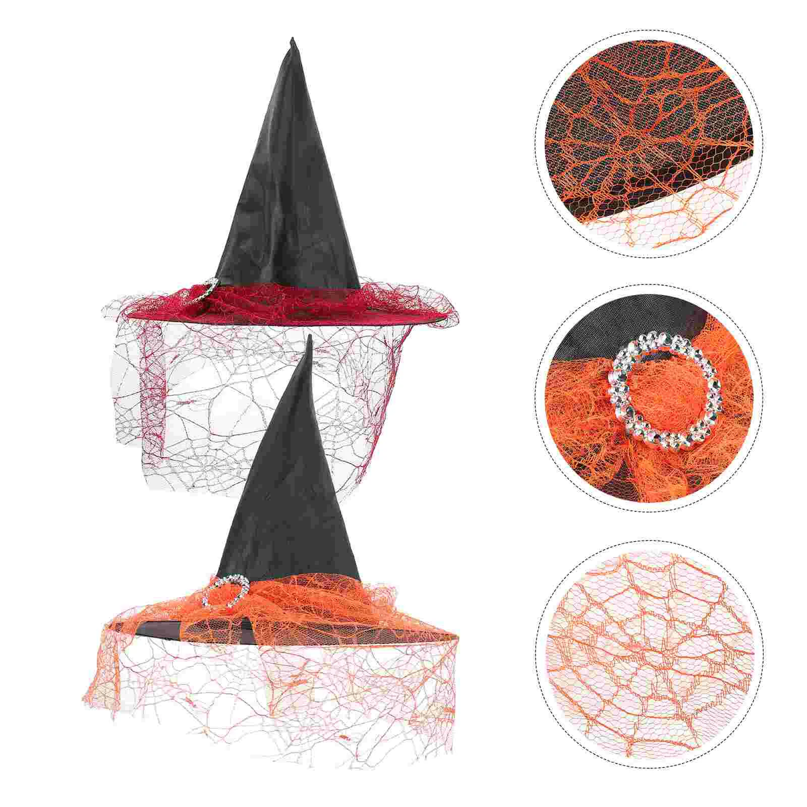 

Witch Hat Party Hats Props Masquerade Headwear Withveil Costume Cosplay Headdress Holiday Favor Wicked Cap Wizard