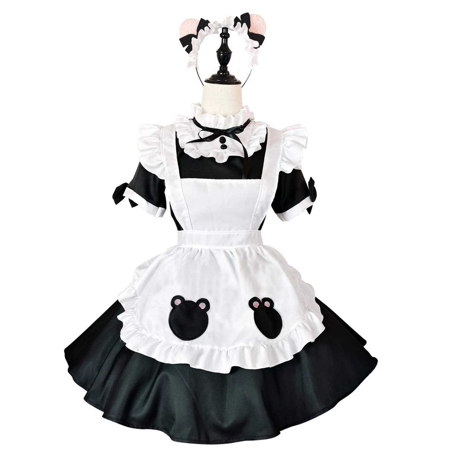 

2022 Black Cute Lolita Maid Costumes French Maid Dress Girls Woman Amine Cosplay Costume Waitress Maid Party Stage Costumes Suit
