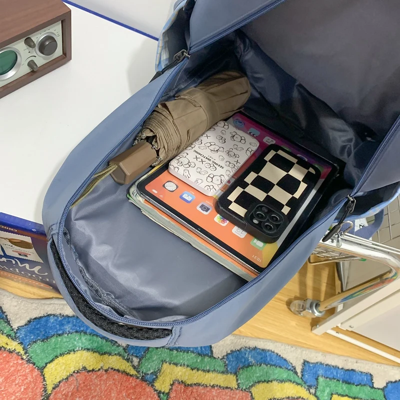 Est Solid Color New Waterproof Nylon Women Backpack Female Travel Bag Backpacks Schoolbag for Teenage Girls Solid Color Bookbag