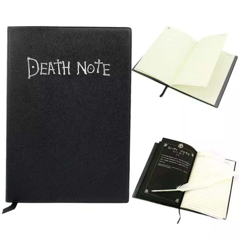 Anime Death Note Notebook Student Diary Set Leather Journal And Necklace Feather Pen Journal Death Note Pad For Gift libreta