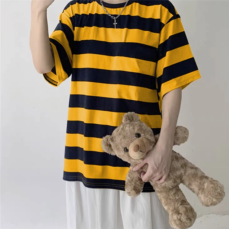 

Hip Hop T-shirt Women's T-Shirt Harajuku Gothic Punk Stripe Print Short Sleeve Loose Dress Large T-shirt Women's Top