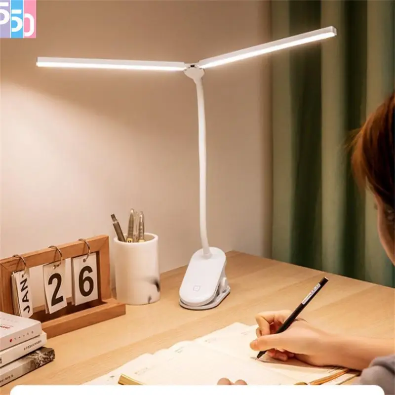 

LED Table Lamp USB Rechargeable Eye Protection Portable Desk Clip Lamp Student Dormitory Children Learning Double Head Light