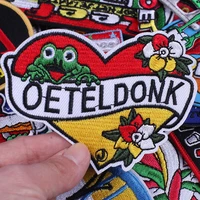 eindhoven oeteldonk emblem full embroidered frog carnival for netherland iron on patches for clothes stripes embroidered patches