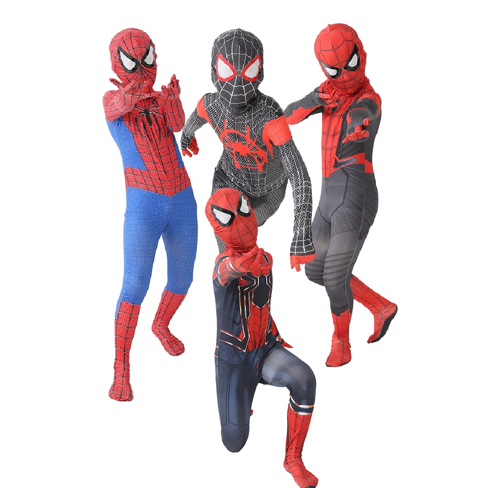 New Miles Morales Far From Home Spiderman Cosplay Costume Peter Parker Zentai Costume Superhero Bodysuit For Children Spandex