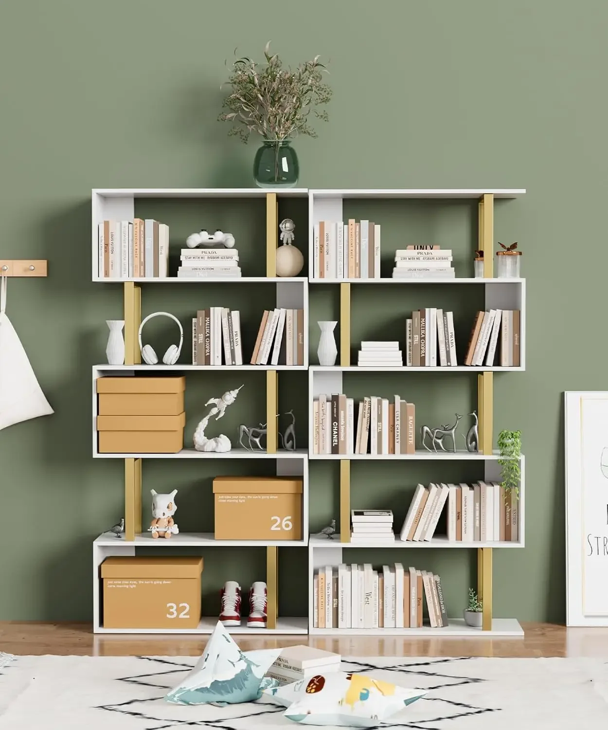 5-уровневый книжный шкаф Gadroad с геометрическим рисунком S-образная книжная полка