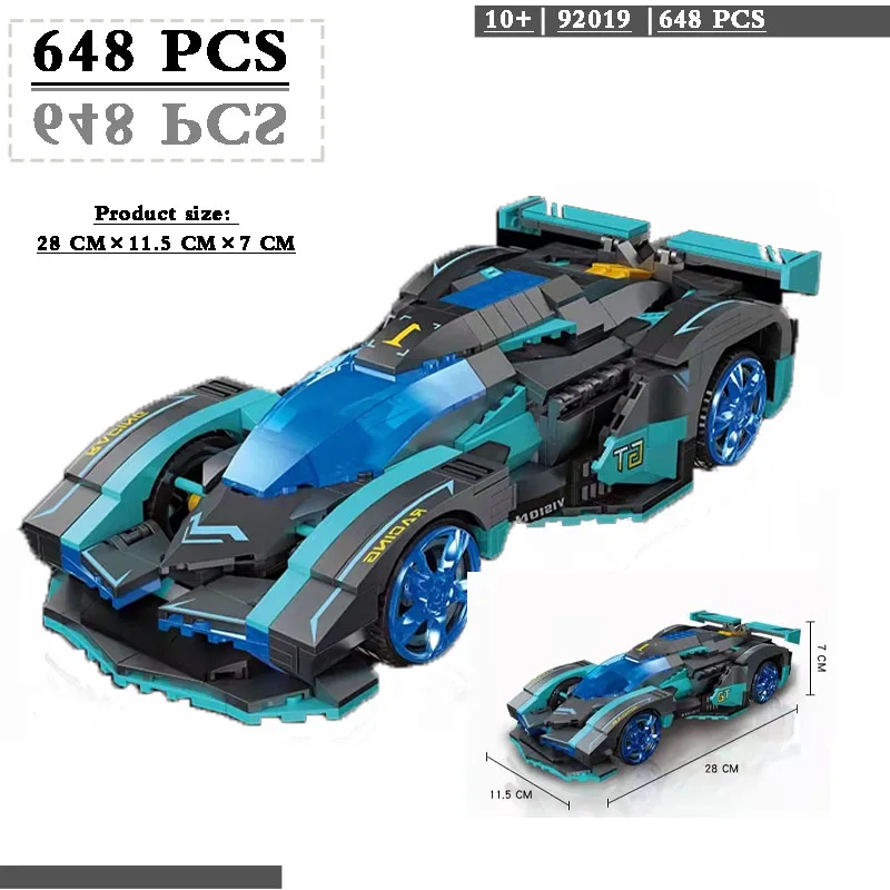 

92019 Supercar Series Racing Brick Model 648PCS Kids Simple Brick Educational Toys Kids Boys Toys Christmas Gift Birthday Gifts