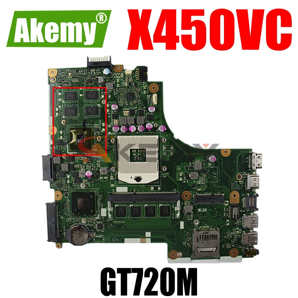 

AKEMY X450VC Laptop Motherboard For ASUS X450VC X450V Original Mainboard HM76 GT720M
