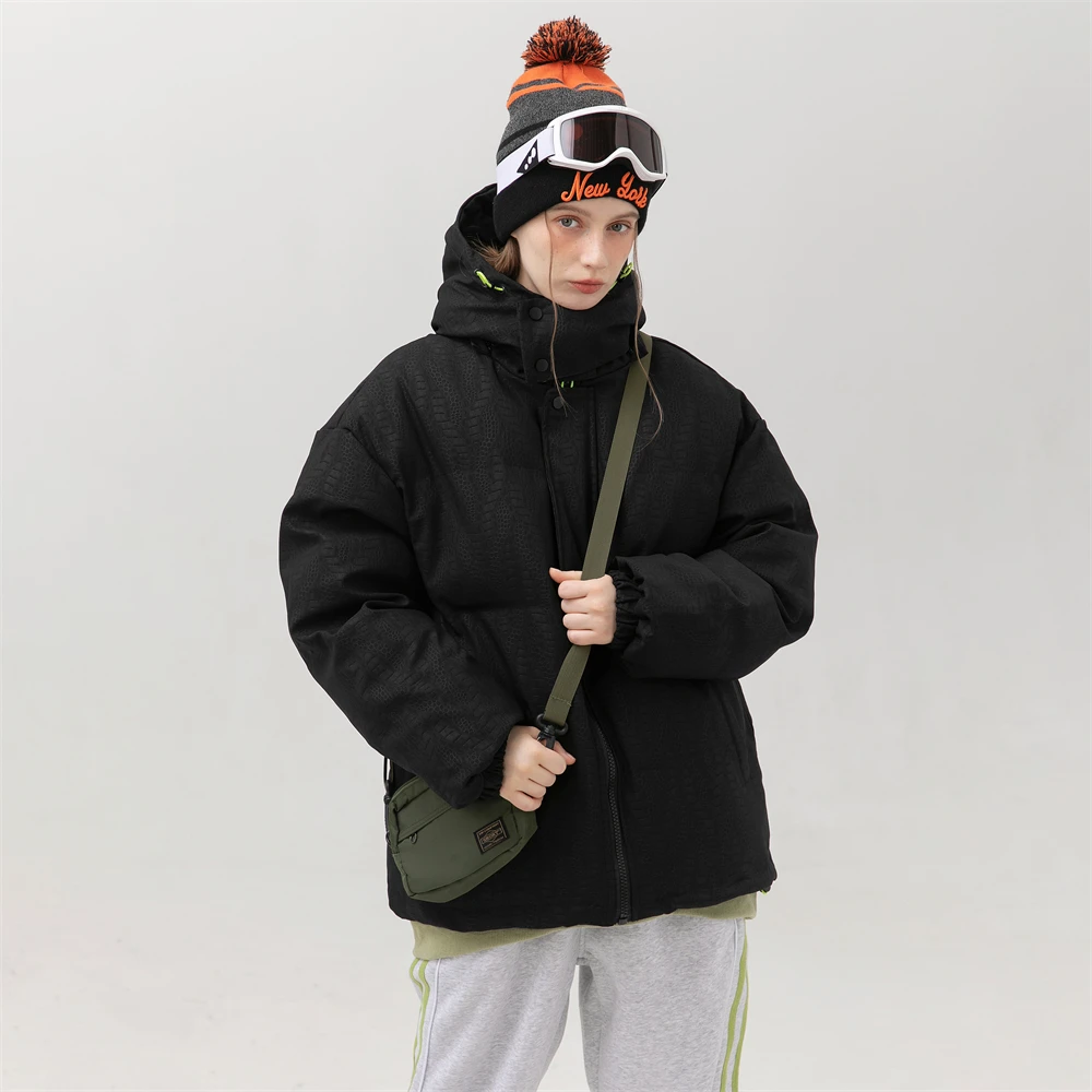 New Snakeskin Pattern Cotton Jacket Women Man High Street Autumn Winter Warm Coats Windproof Fashion Hooded Cotton Jackets