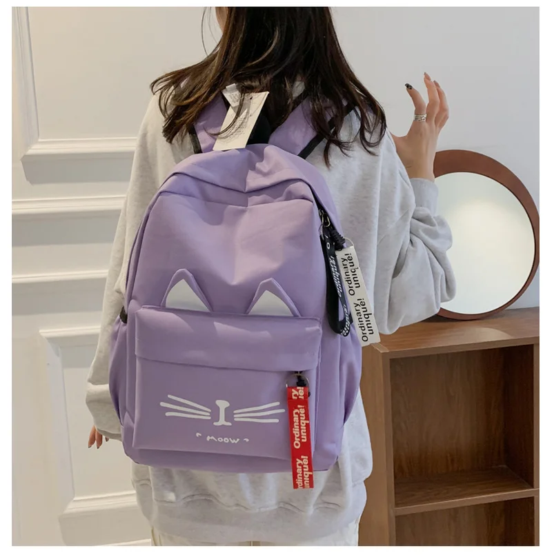 New Both Shoulders Girls Backpack Lovely Cat Ears Student Children School Bags For Boys Bag Kids Mochila Escolar Cartable Enfant