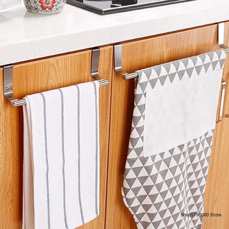 

Bathroom Door Kitchen Hanger Stainless Steel Storage Hook Hanging Rack Scarf Towel Drawer Over Holder