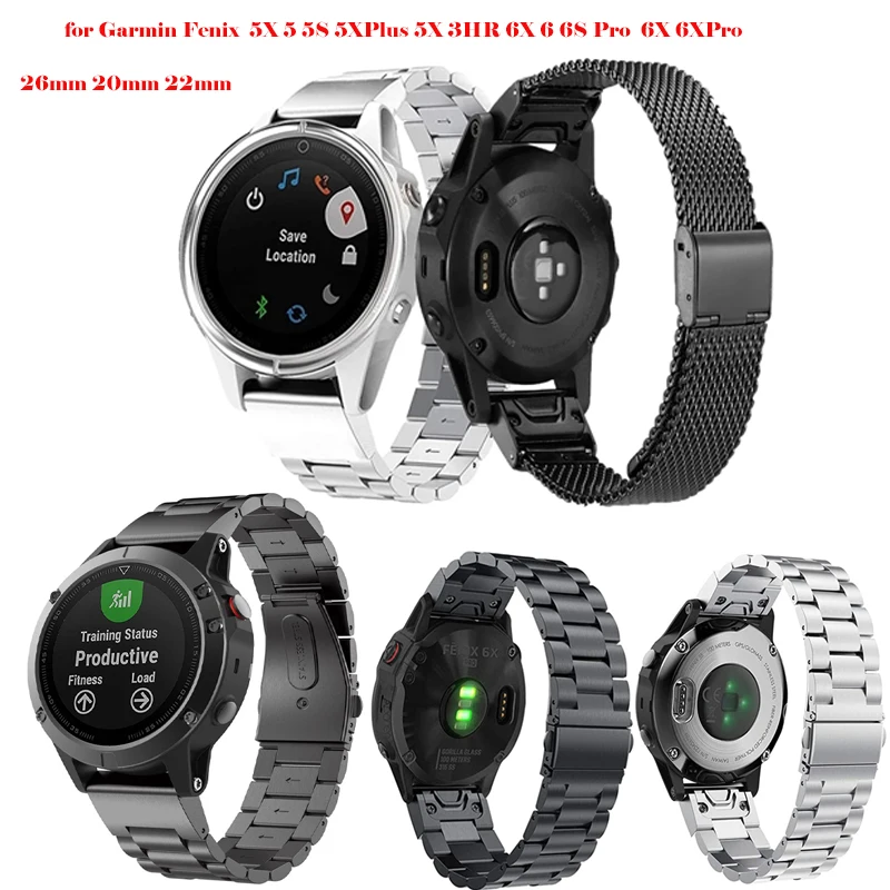 

26mm 22mm 20mm strap for Garmin Fenix 6S 6X 6 Pro 5X 5 5S 3HR Easyfit quick release stainless steel strap for Fenix6 Fenix5