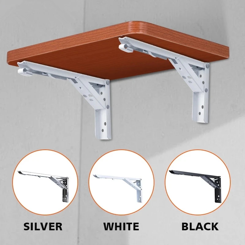 

LE 2Pcs Folding Angle Bracket Triangle Shelf Heavy Support Adjustable Wall Mounted Bench Table Place Desk Set