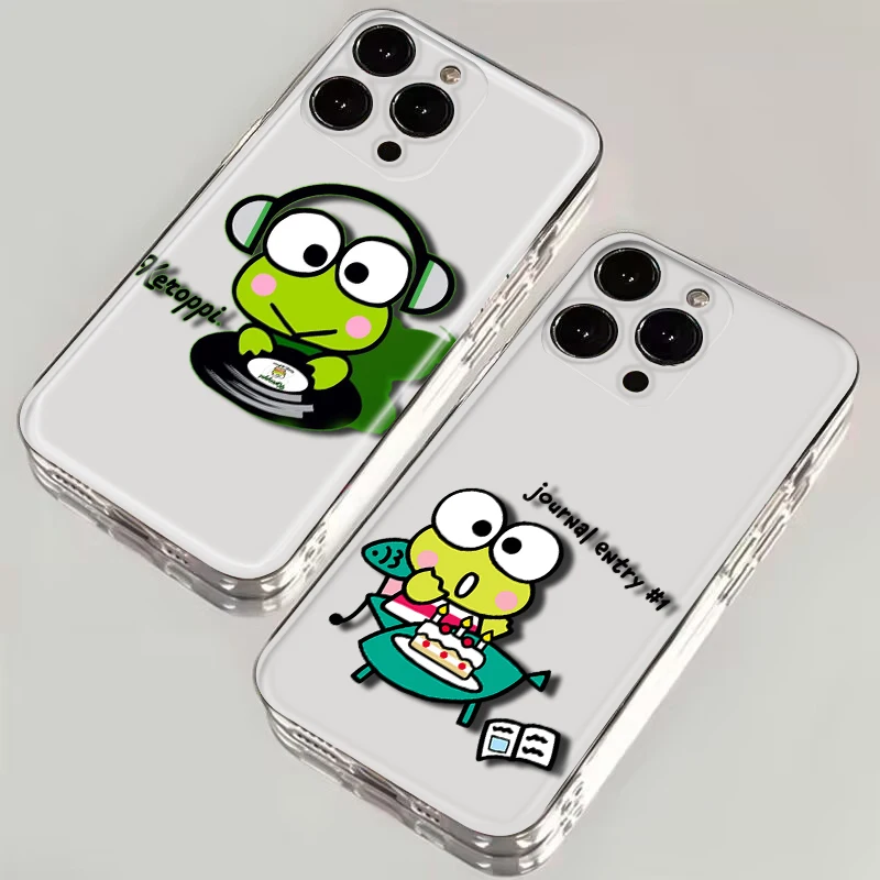E41 лягушка Кероппи Мягкий прозрачный чехол для iPhone 15 14 Plus 13 12 11 X XS XR Pro Max Mini 8 7 6 6S