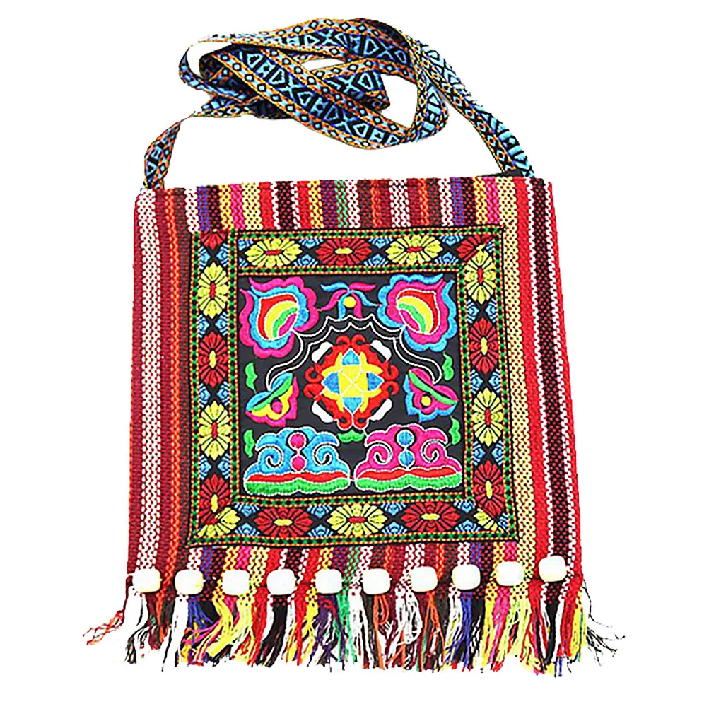

Этническая сумка через плечо для женщин, уличная дорожная сумка-мессенджер на молнии с вышивкой