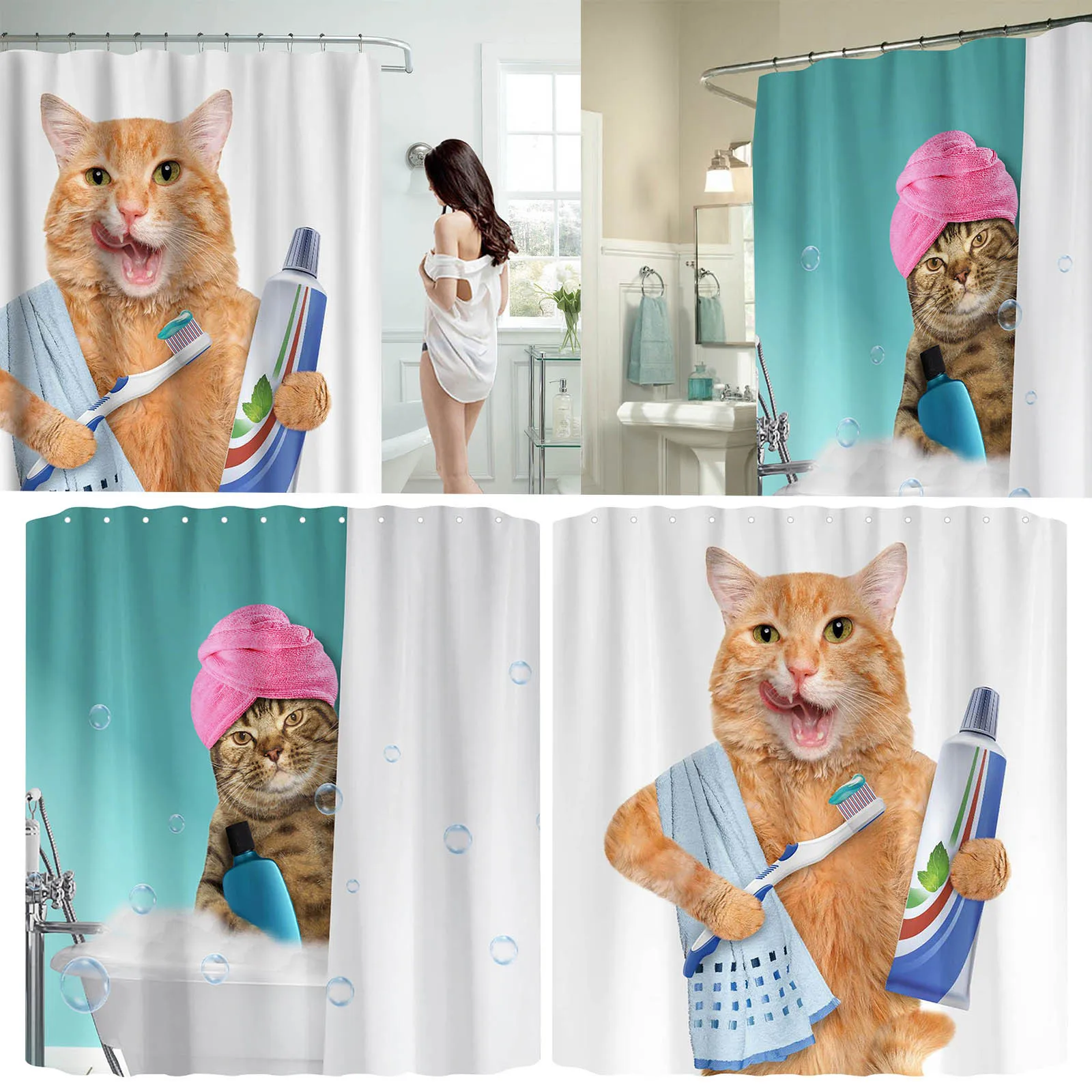 

Водонепроницаемая занавеска для душа, 12 пластиковых крючков, белый хлопок, коричневые, 70 Х70 дюймов, для ванной комнаты