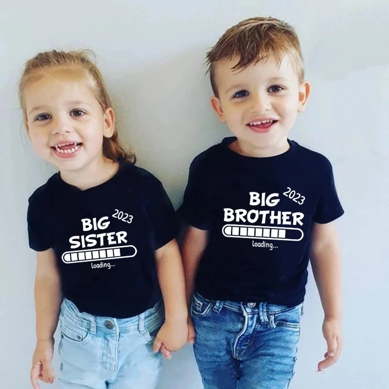 

Big Sister Big Brother Loading 2023 Kids T-Shirt Cotton Children T Shirt Baby Announcement Tops Toddler Tshirt Summer Clothes