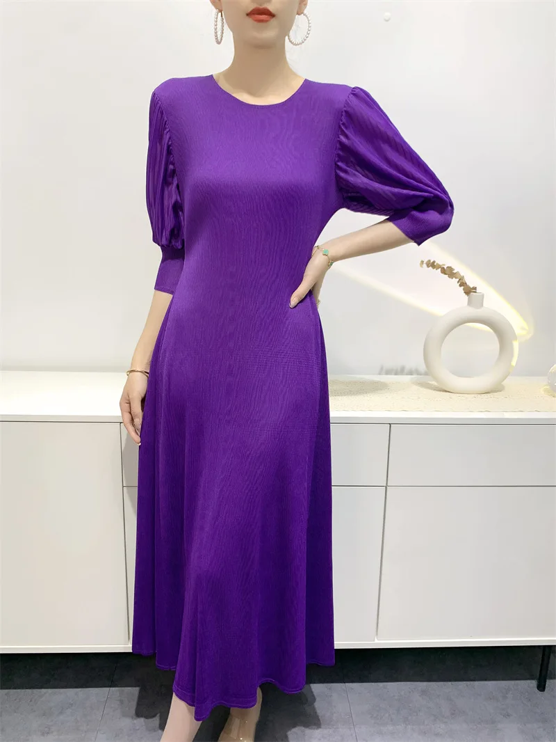 

Summer Dress Women's Lantern Sleeves Toothpick Ruffles Loose Size Women's Pleated Skirt Small Style Commuting